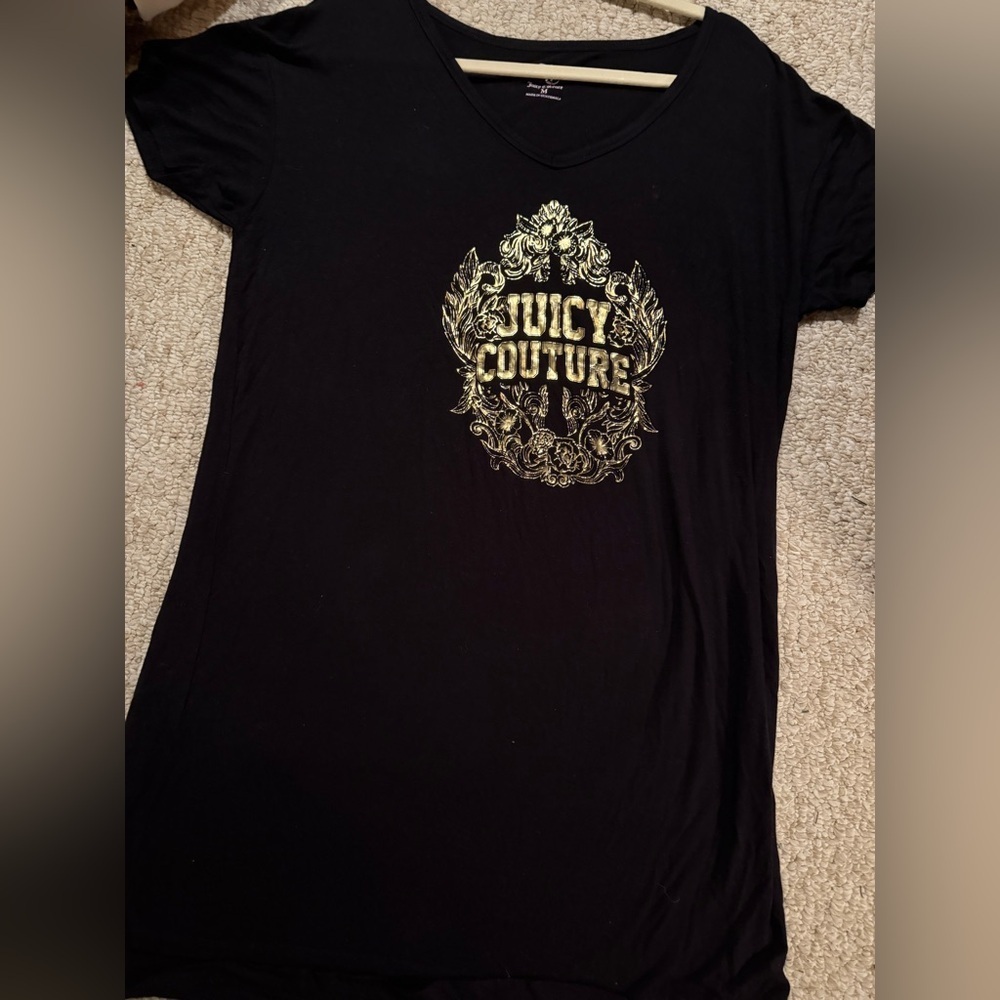 Juicy Couture Black High n Low Dress with Gold Emblem